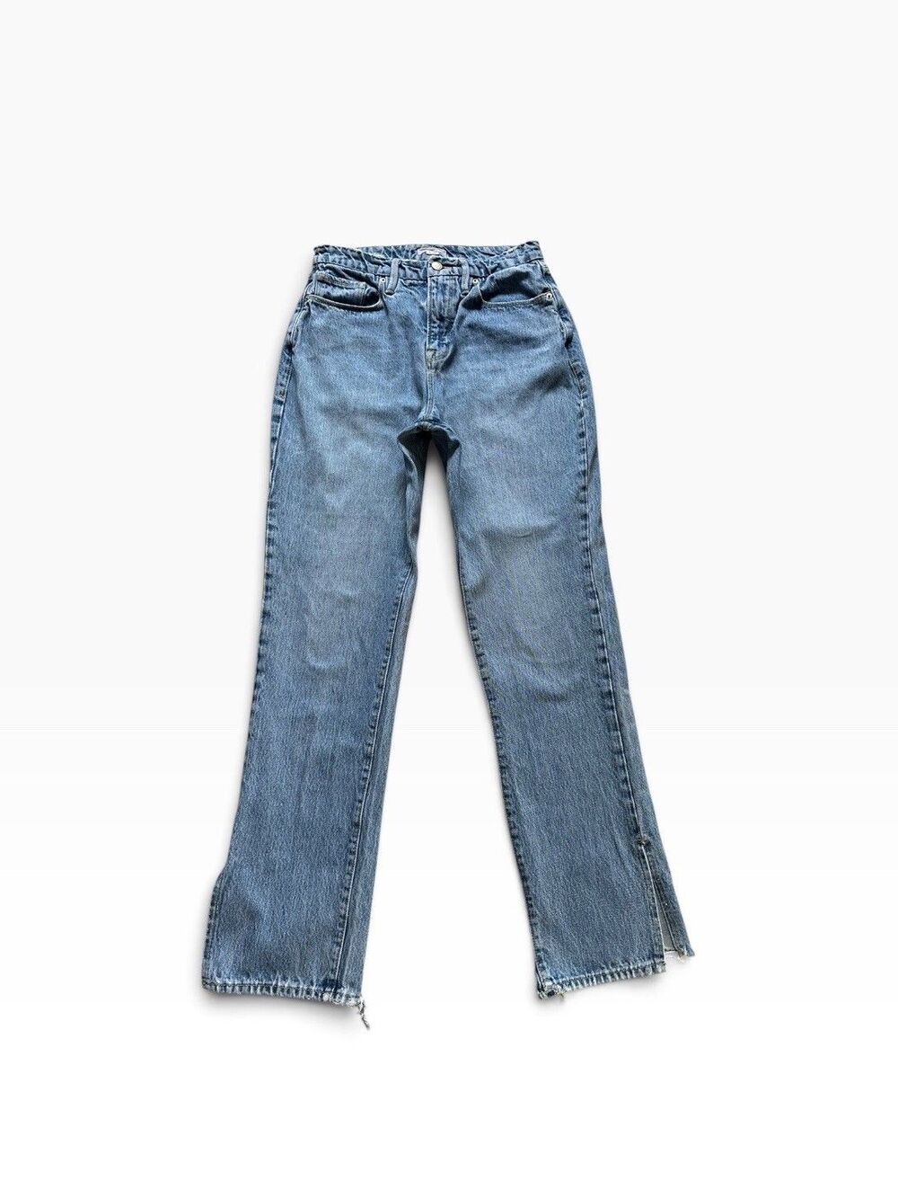 Good American Jeans Women’s 6/28 Good Boy High Rise Split Hem Denim